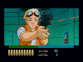 Policenauts (SEGA Saturn) screenshot: Dave at the shooting range.