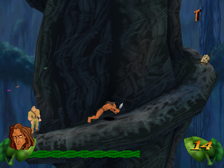 Disney's Tarzan (PlayStation) screenshot: Clayton chasing Tarzan.