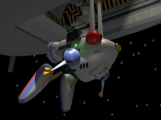 Jumping Flash! 2 (PlayStation) screenshot: The robot being deployed.