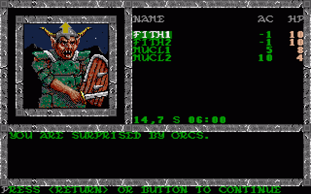 Screenshot of Pool of Radiance (Amiga, 1988) - MobyGames