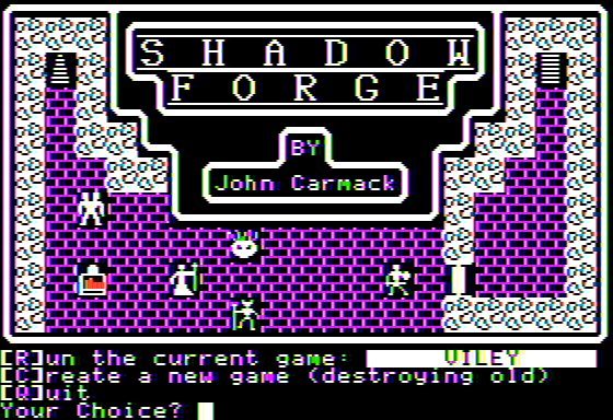 Shadowforge (Apple II) screenshot: Title screen