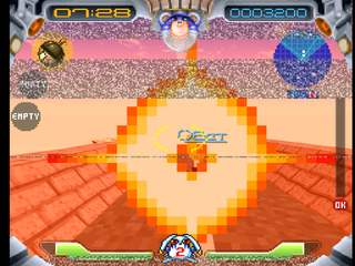 Jumping Flash! 2 (PlayStation) screenshot: Receiving a hit by the flower monster.