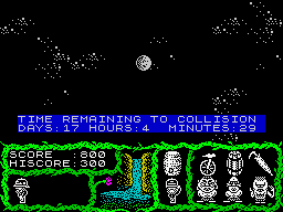 Cosmic Relief: Prof. Renegade to the Rescue (ZX Spectrum) screenshot: ...not good news.