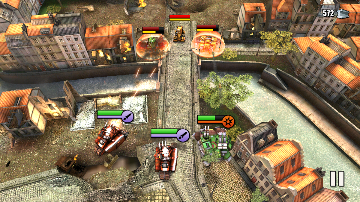 Base Busters (Android) screenshot: Each mission ends with a final stand-off.