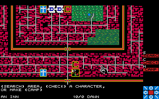 Wizard's Crown (Atari ST) screenshot: In the city - bird's eye view