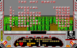 Hellfire Attack (Atari ST) screenshot: High scores (after dying on level 2)