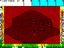 Fairlight II (ZX Spectrum) screenshot: Underneath the castle