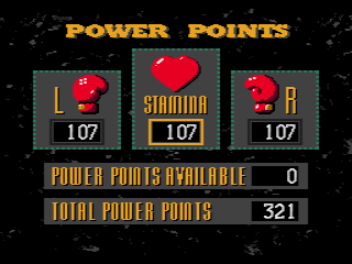 Prize Fighter (SEGA CD) screenshot: Power points assignment