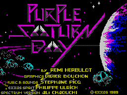 Purple Saturn Day (ZX Spectrum) screenshot: Title screen