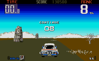 Big Run (Atari ST) screenshot: As in any typical arcade game, you have continues
