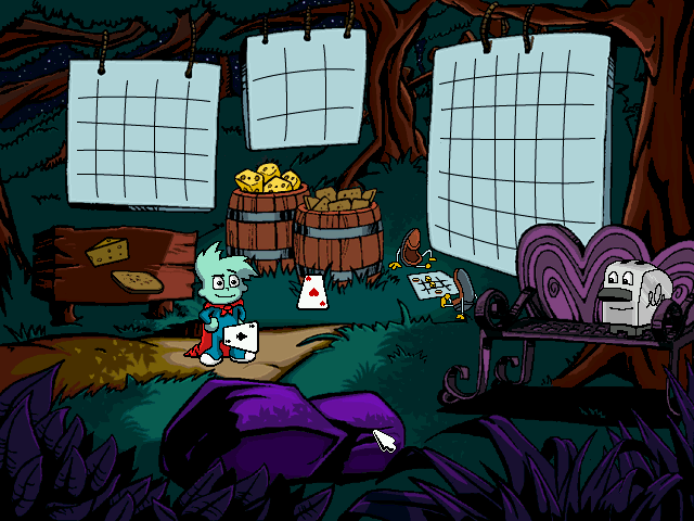 Pajama Sam: No Need to Hide When It's Dark Outside (Windows) screenshot: Learn how to play Cheese & Crackers so that you can play it with Darkness later.