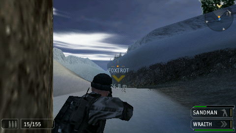 SOCOM: U.S. Navy SEALs - Fireteam Bravo 2 (PSP) screenshot: Objectives are represented by big and hard-to-miss arrows.