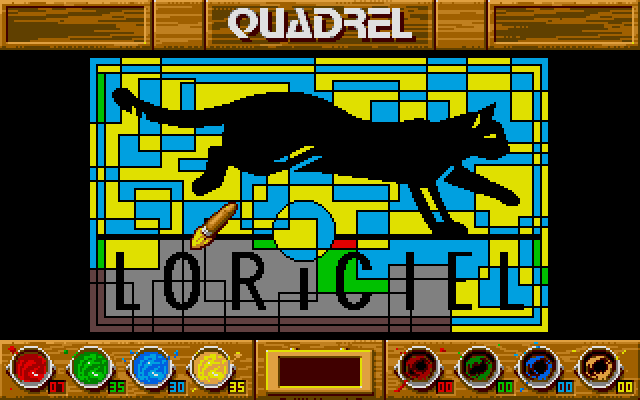 Quadrel (Atari ST) screenshot: Loriciel image layout.