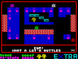 Pi-In'Ere (ZX Spectrum) screenshot: Level 3: A chain of heavy weights being dropped..