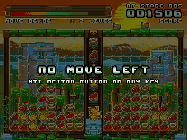 Fruit'Y (Linux) screenshot: I ran out of moves and lost a life