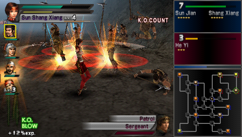 Dynasty Warriors (PSP) screenshot: Sun Shang Xiang's special move of twirling around and stabbing people