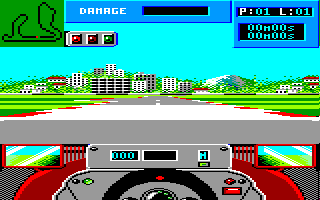 Grand Prix Circuit (Amstrad CPC) screenshot: At the start of qualification in Brazil...