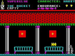 Everyone's A Wally (The Life of Wally) (ZX Spectrum) screenshot: Inside the Railroad Station.