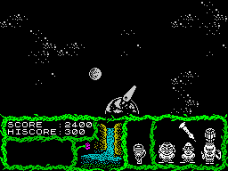 Cosmic Relief: Prof. Renegade to the Rescue (ZX Spectrum) screenshot: And so, our Mankind was saved from the giant asteroid by this ingenious apparatus only possible to be created because of the will of these two forgotten heroes.