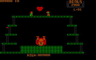 Donkey Kong (PC Booter) screenshot: Kong is gone, with love from my heart (CGA with Full Color)