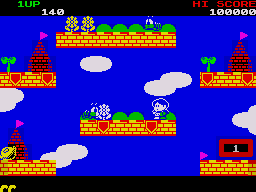 Rainbow Islands (ZX Spectrum) screenshot: There are all kinds of insects including these