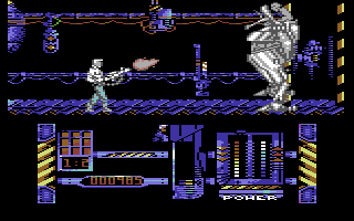 After the War (Commodore 64) screenshot: Firing at a large enemy
