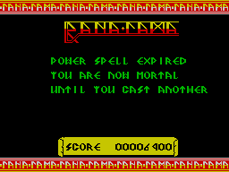 Rana Rama (ZX Spectrum) screenshot: Dead - special powers lost