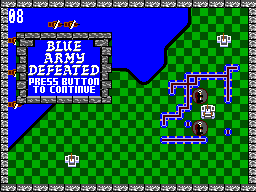 Rampart (SEGA Master System) screenshot: Blue army defeated.