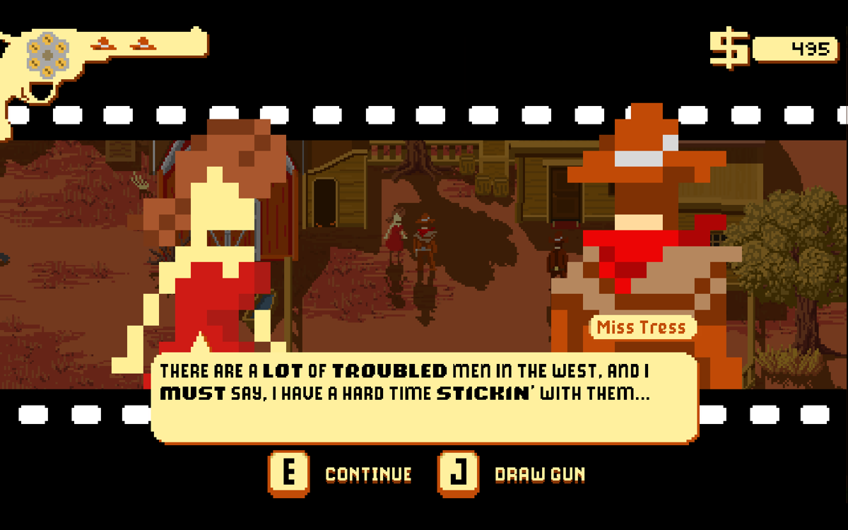 Westerado: Double Barreled (Windows) screenshot: There is a love interest to pursue or ignore.