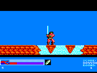 Rastan (Amstrad CPC) screenshot: Surrounded by water