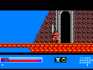 Rastan (Amstrad CPC) screenshot: About to enter a building