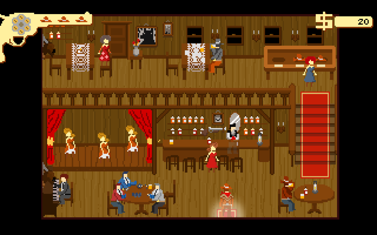Westerado: Double Barreled (Windows) screenshot: Inside a saloon