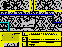 Rasterscan (ZX Spectrum) screenshot: That wrench-like device can transport you or begin a puzzle