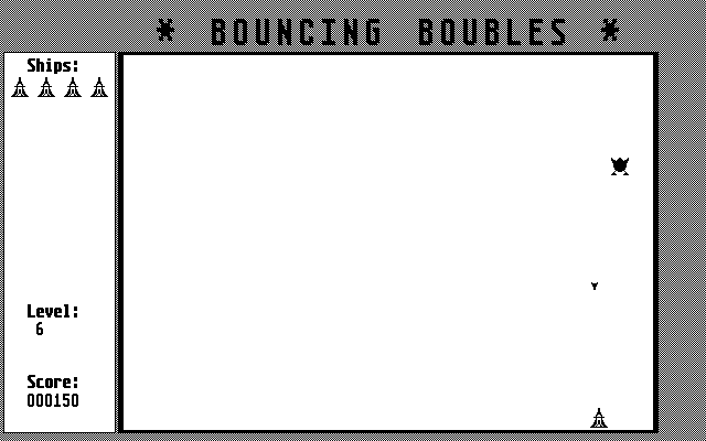 Bouncing Boubles (Atari ST) screenshot: Second alien type: also bouncing like the circles, but also dropping mines if above the player