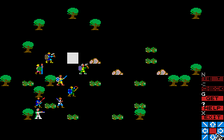 Wizard's Crown (Atari ST) screenshot: Placing characters before the battle