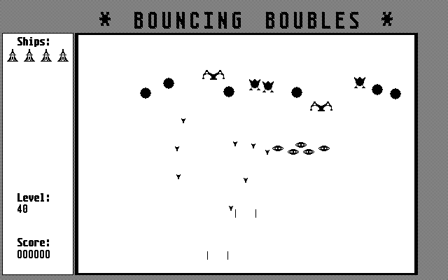 Bouncing Boubles (Atari ST) screenshot: Title screen (showing enemies from the last level)