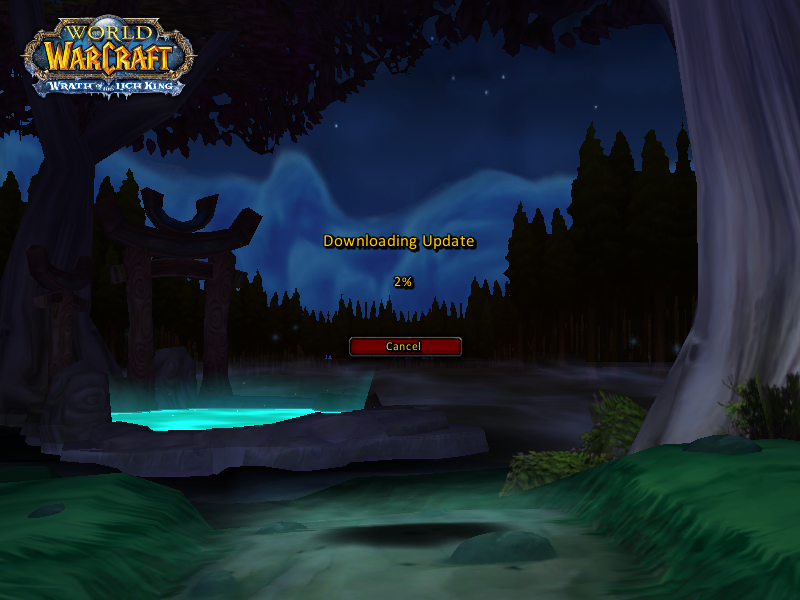 World of WarCraft: Wrath of the Lich King (Windows) screenshot: The screen where updates are downloaded.