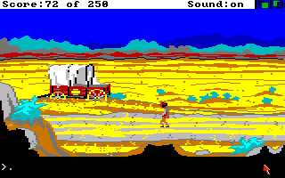 Gold Rush! (Amiga) screenshot: The desert, and I'm really hungry and thirsty!