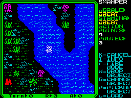 Rebelstar II: Alien Encounter (ZX Spectrum) screenshot: A river runs through it