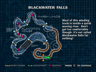 Jet Moto (PlayStation) screenshot: Blackwater falls loading screen