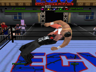 ECW Hardcore Revolution (PlayStation) screenshot: Lumberjack mode