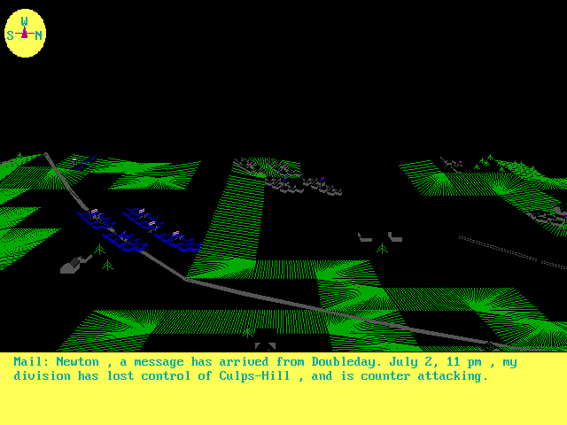 Gettysburg (DOS) screenshot: Attack and counter-attack, no rest for the weary soldiers.