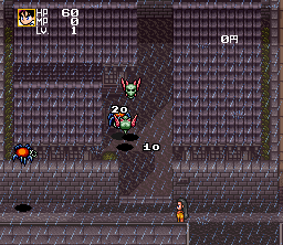 Kenyū Densetsu Yaiba (SNES) screenshot: Surrounded by enemies