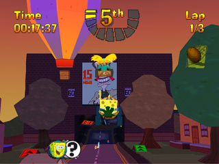 Nicktoons Racing (PlayStation) screenshot: Jumping from a ramp