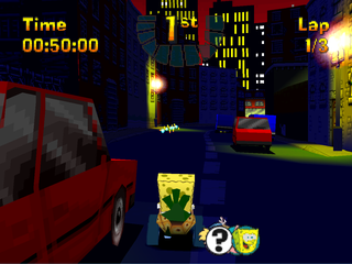 Nicktoons Racing (PlayStation) screenshot: Night time