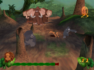 Disney's Tarzan (PlayStation) screenshot: Elephant stampede