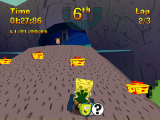 Nicktoons Racing (PlayStation) screenshot: Tree trunk