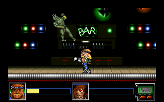Suburban Commando (DOS) screenshot: Level boss: evil Suitor finally bites the dust.