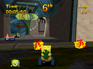 Nicktoons Racing (PlayStation) screenshot: Catdog track