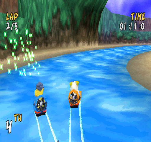 XS Airboat Racing (PlayStation) screenshot: Someone just missed the target.